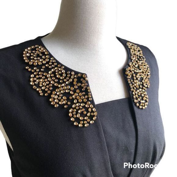 Ted Baker London jewel neckline little black dress large - Picture 2 of 7